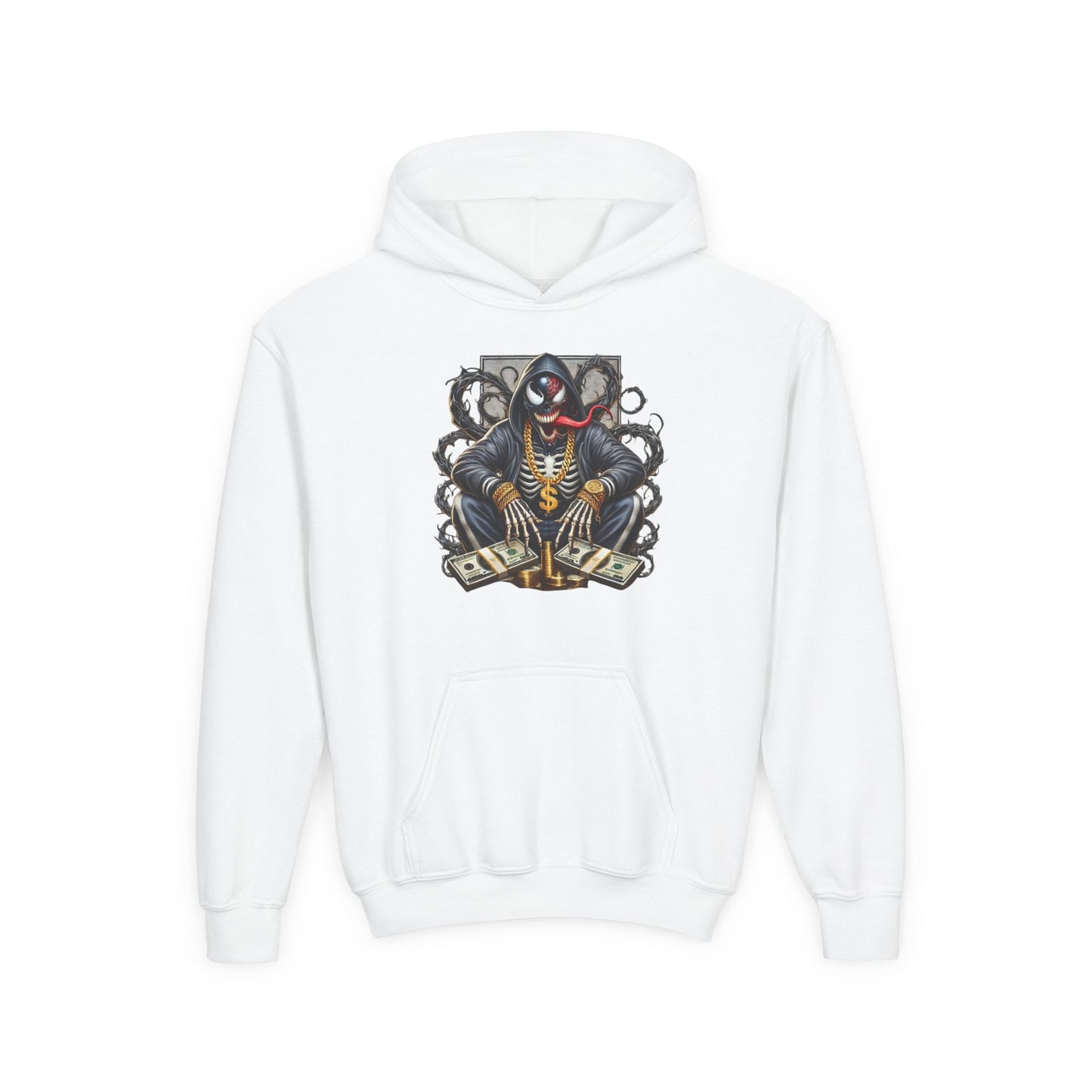 Youth Hoodie — Be Unique Be Urself Graphic Hoodie with Octopus Skull Design
