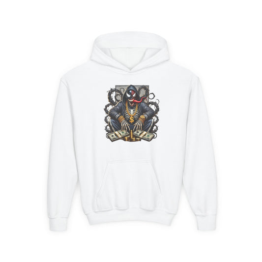 Youth Hoodie — Be Unique Be Urself Graphic Hoodie with Octopus Skull Design