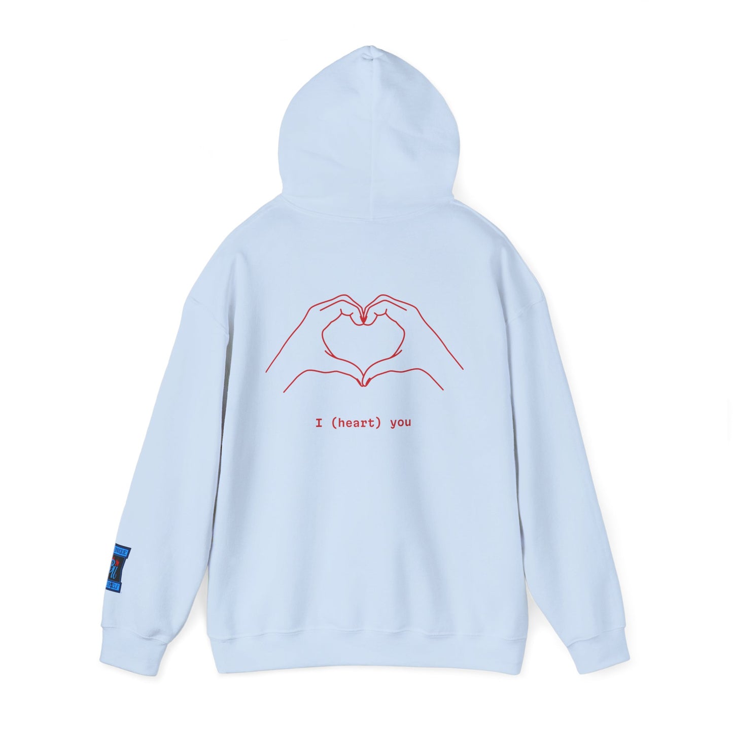 Heart Hands Hoodie — "I (heart) you" Minimal Valentine Sweatshirt