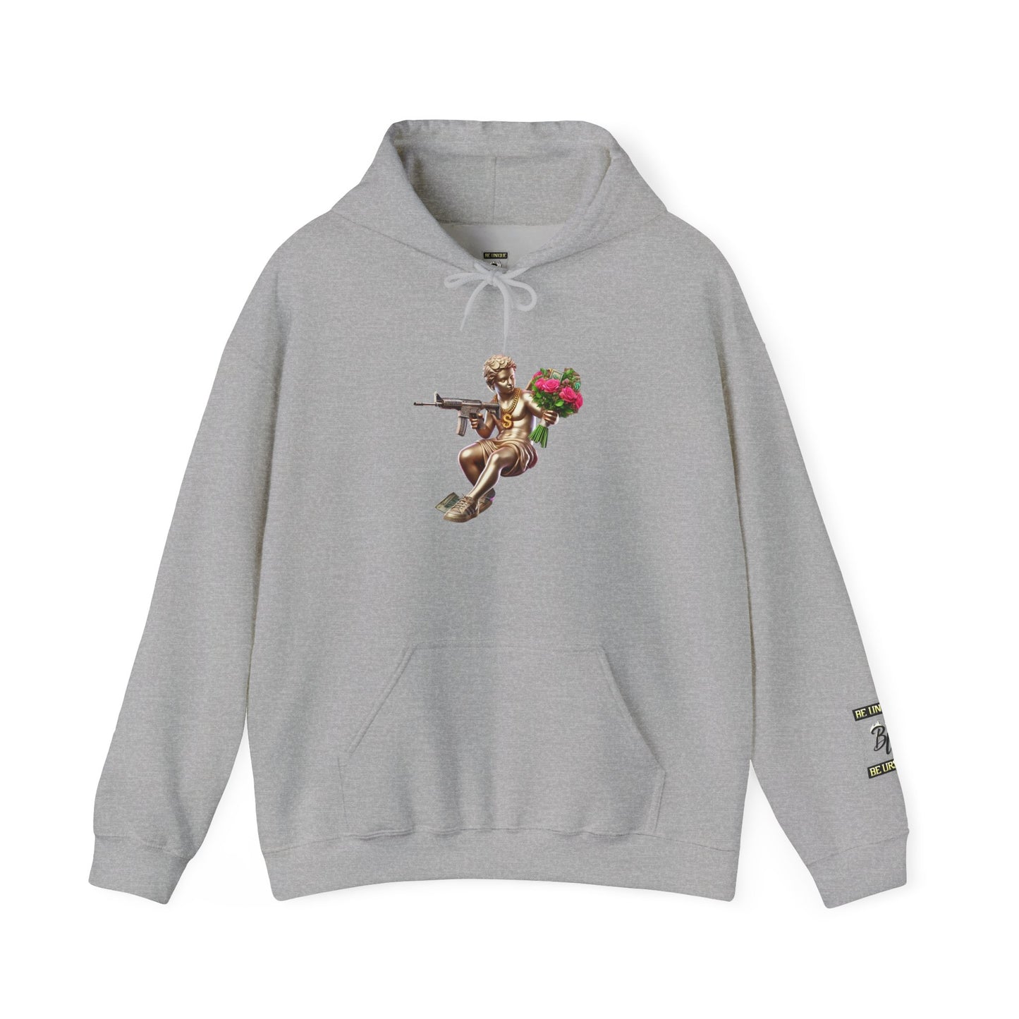 Hoodie — Cherub with Roses Design, 'Be True, Be Yourself' Inspirational Streetwear