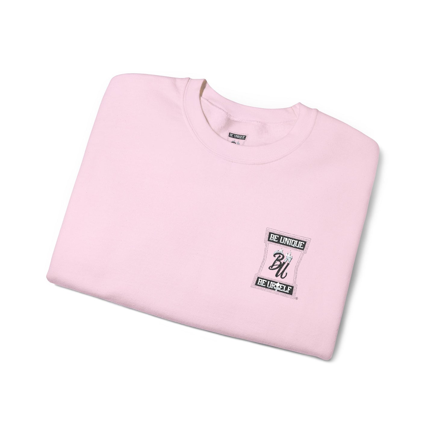 Minimalist White Crewneck Sweatshirt with Small Chest & Sleeve Graphic