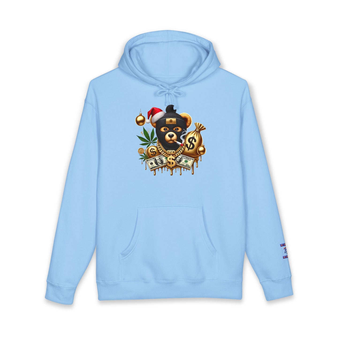 Festive Bear Hoodie: Unisex Heavyweight Sweatshirt with Holiday Vibe, Bear Design, Christmas Gift, Cozy Attire, Streetwear Style
