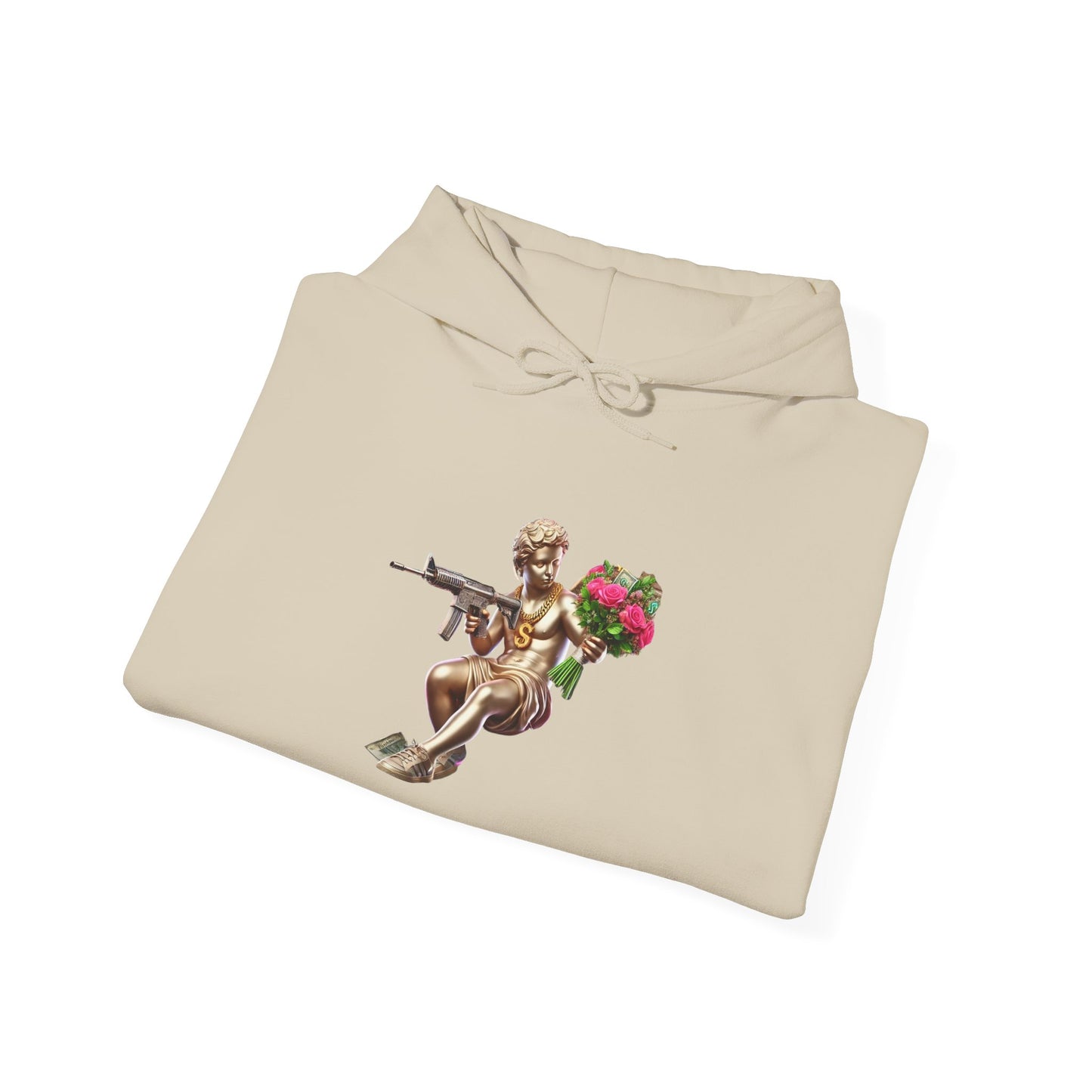 Hoodie — Cherub with Roses Design, 'Be True, Be Yourself' Inspirational Streetwear