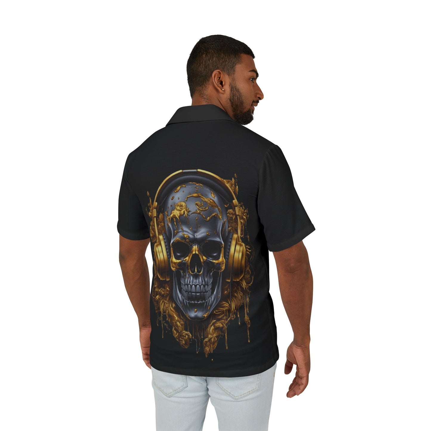 Stylish Men's Hawaiian Camp Shirt with Skull Design, Summer Shirt, Beach Wear, Casual Fashion, Unique Gift for Him