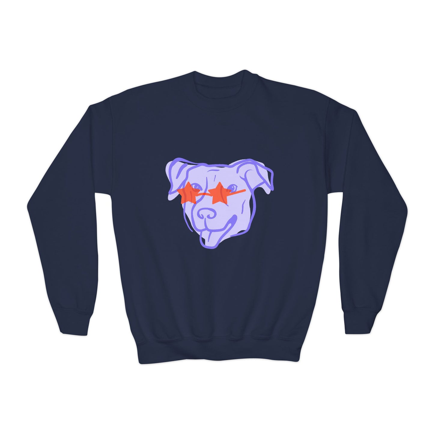 Youth Crewneck Sweatshirt with Playful Dog Design | Perfect for Pet Lovers, Everyday Comfort, Gift Idea, Unique Style, Trendy Apparel
