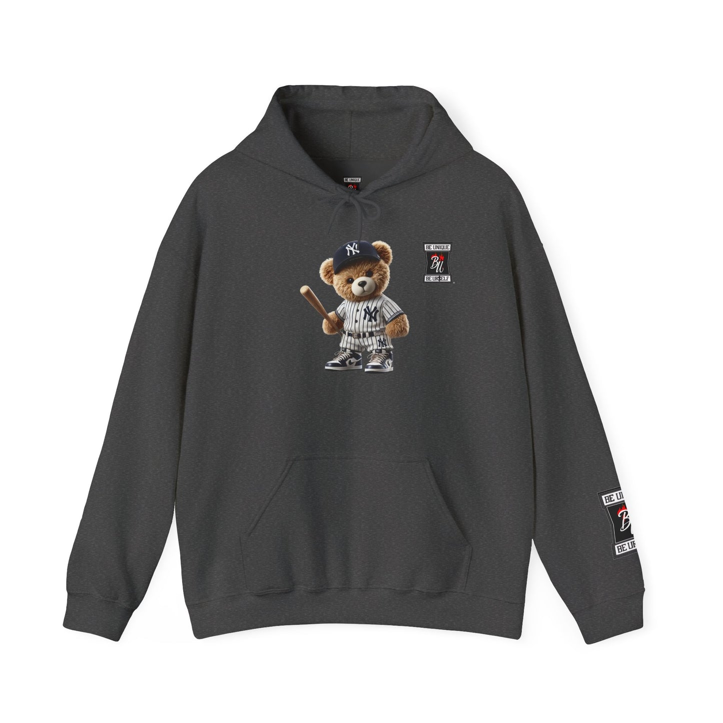 Baseball Teddy Hoodie — Cute Batting Bear Pullover for Fans