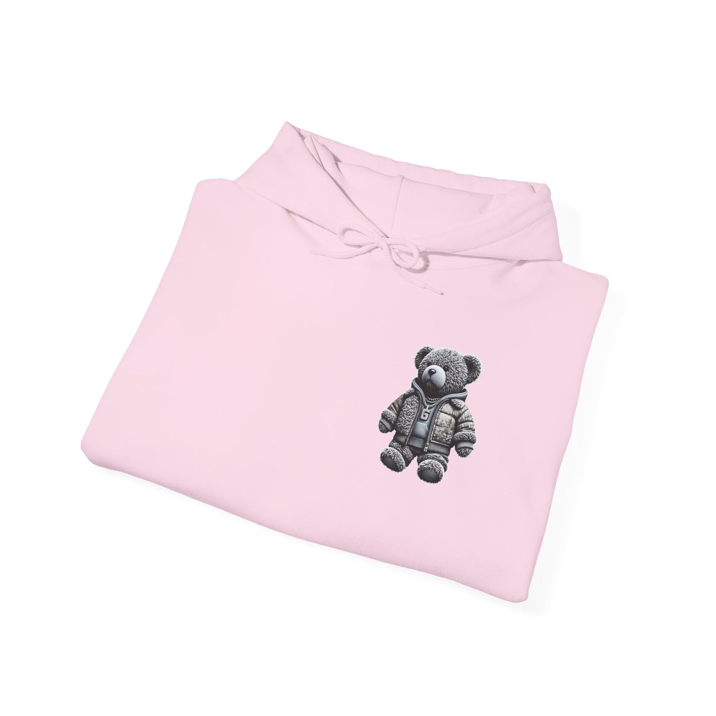 Teddy Bear Graphic Hoodie — Cozy Streetwear Pullover with Patch Detail