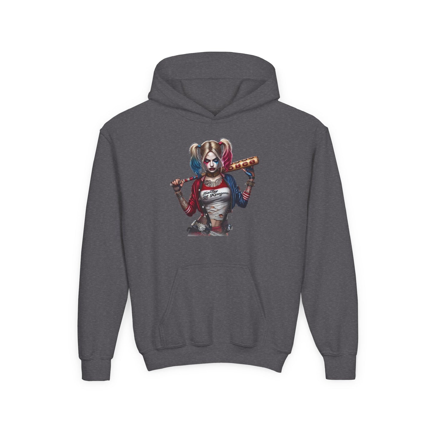 Harley Quinn Inspired Youth Hoodie, Be Unique Be Yourself Sweatshirt, Comic-Con Apparel, Kids Gift, Movie Fan Hoodie