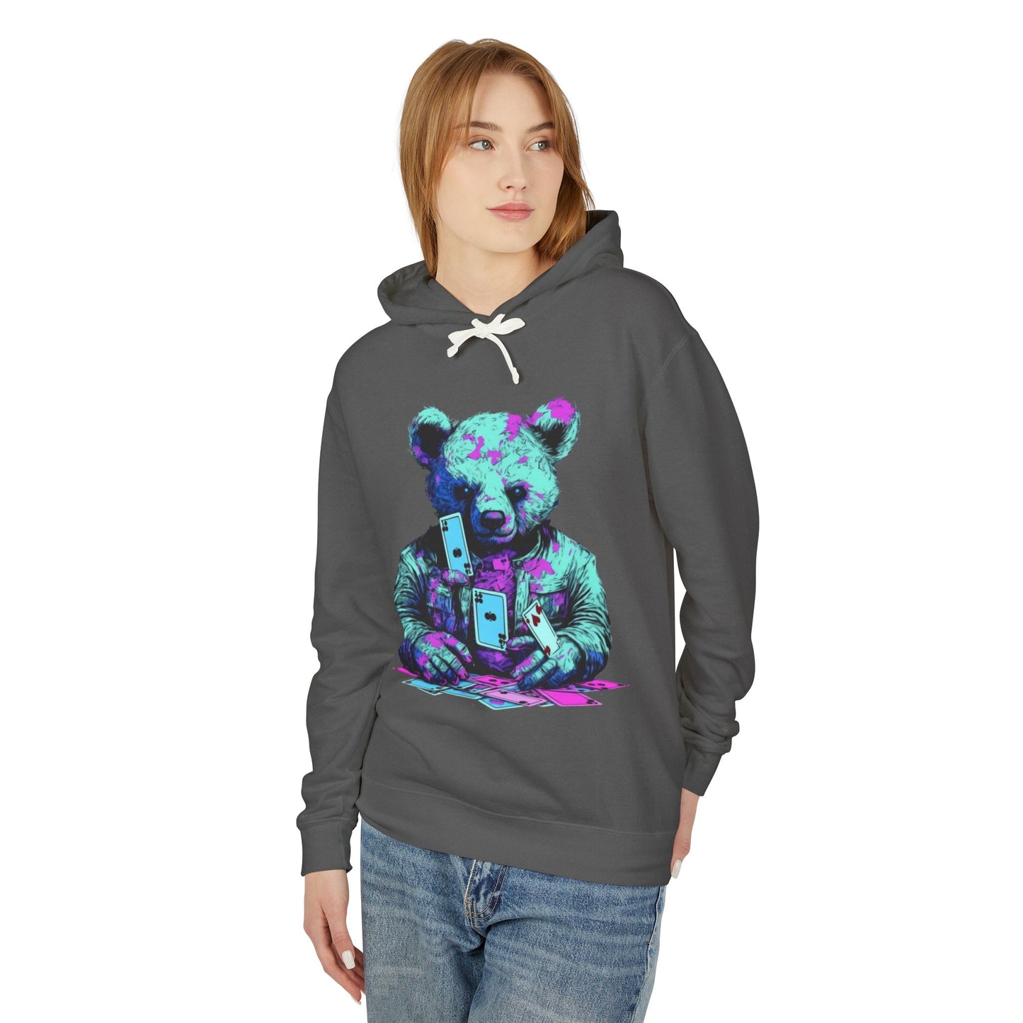 Colorful Bear Graphic Hoodie for Trendy Casual Wear