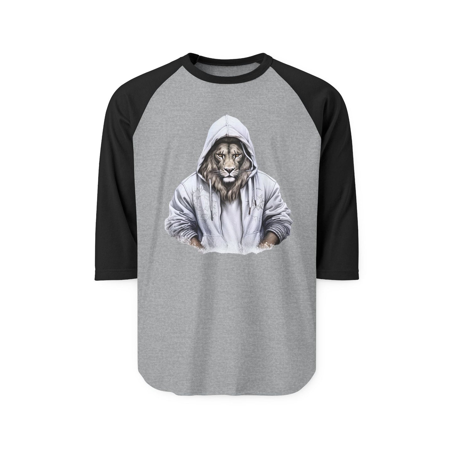 Lion Hoodie Raglan Shirt, Animal Lover Gift, Unisex Tee for Casual Outings, Unique Graphic Shirt, Perfect for Birthdays and Holidays