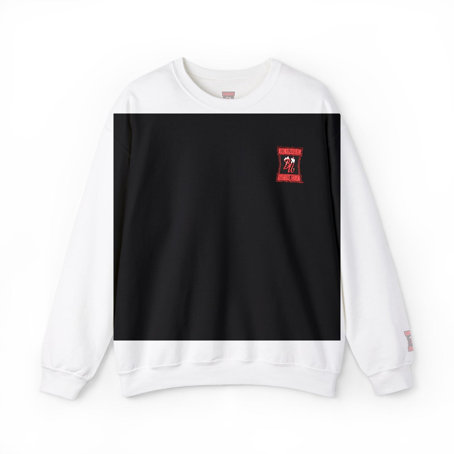 Black Crewneck Sweatshirt with Red Floral Skull Patch – Gothic Streetwear
