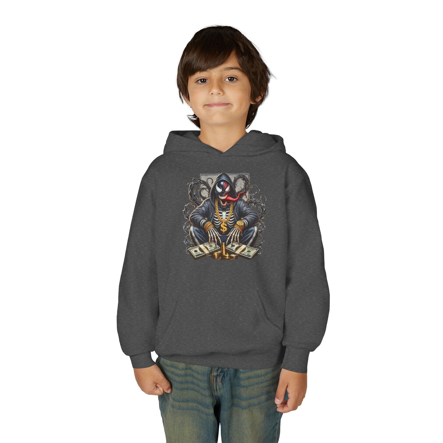 Youth Hoodie — Be Unique Be Urself Graphic Hoodie with Octopus Skull Design