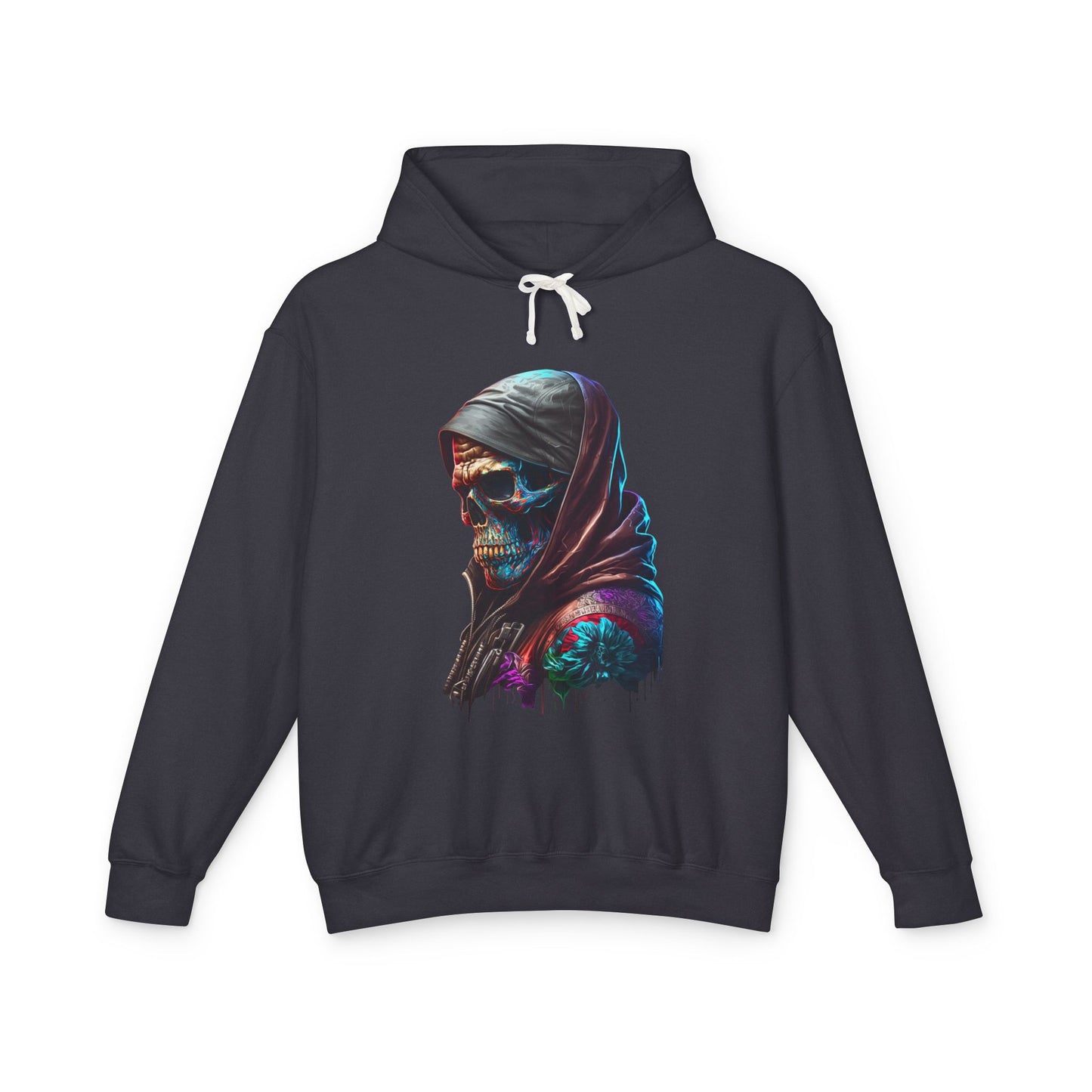 Skull Graphic Hoodie - Unisex Lightweight Hooded Sweatshirt, Cool Streetwear, Gift for Him/Her, Halloween Apparel, Casual Layering