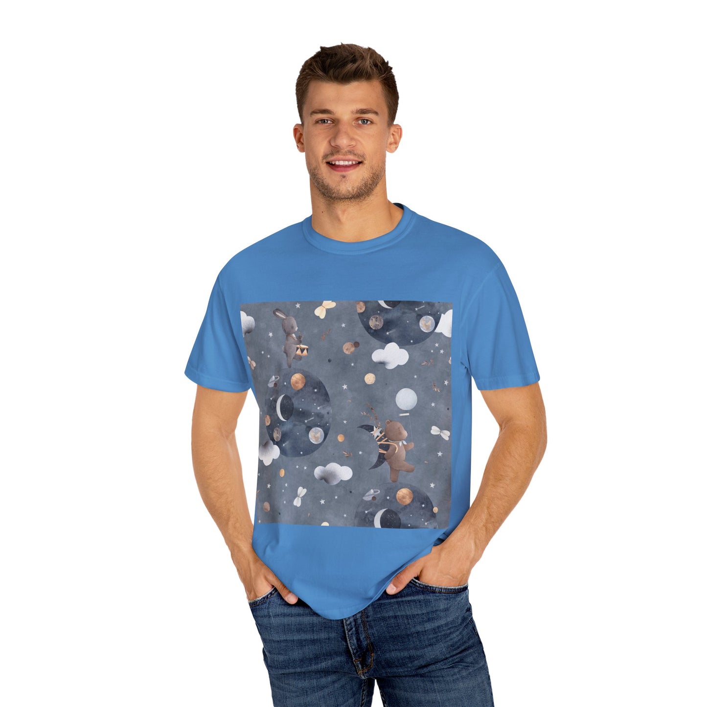 Whimsical Space-Themed T-Shirt, Unisex Graphic Tee, Comfortable Casual Wear, Unique Gift for Friends, Everyday Style, Be Unique Be Yourself