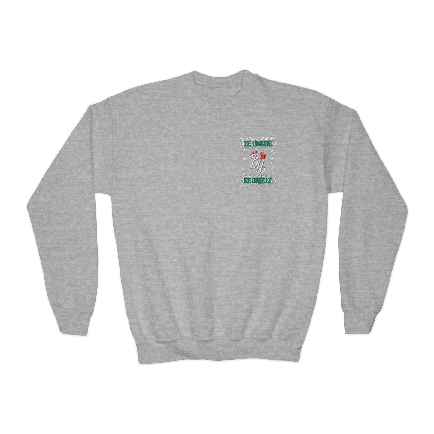 Youth Crewneck Sweatshirt — Holiday Floral Pocket Print