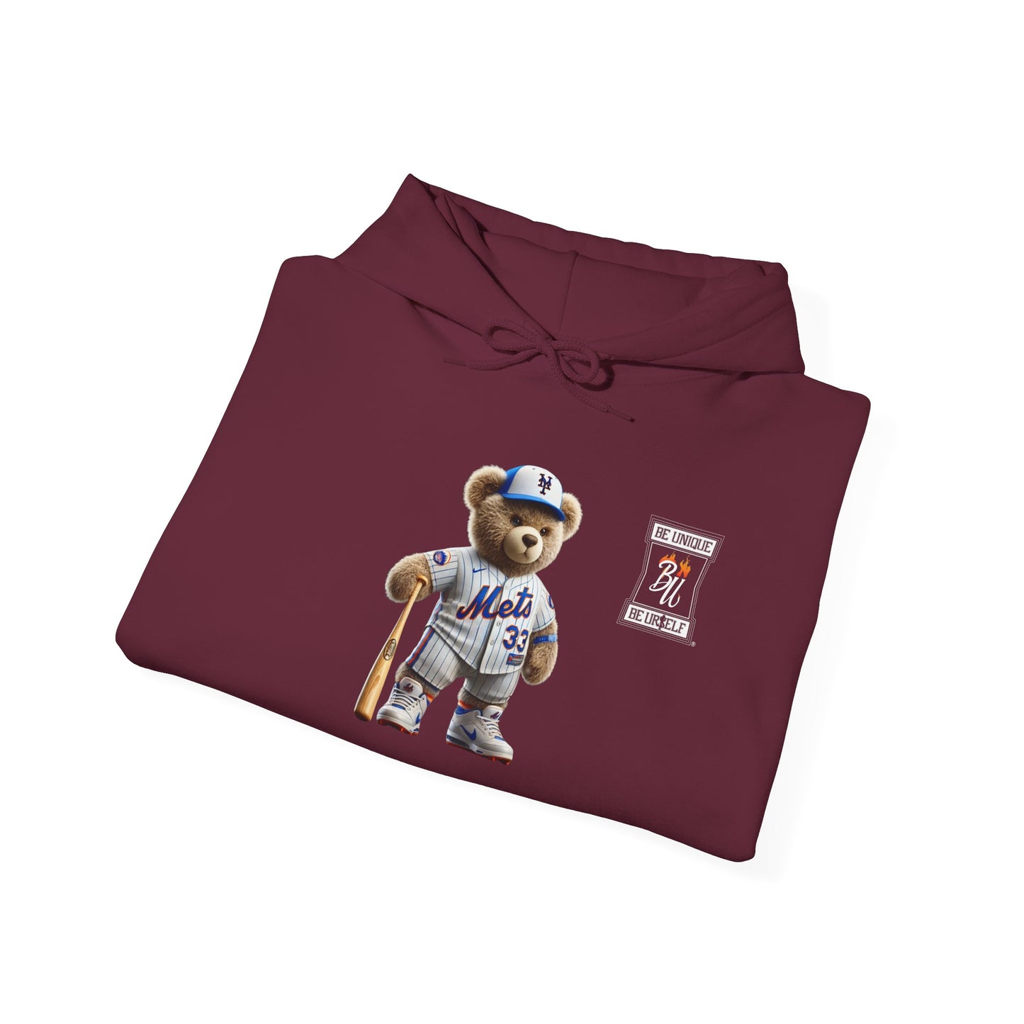 Baseball Teddy Hoodie — Cute Mets Bear Sweatshirt, Fan Gift