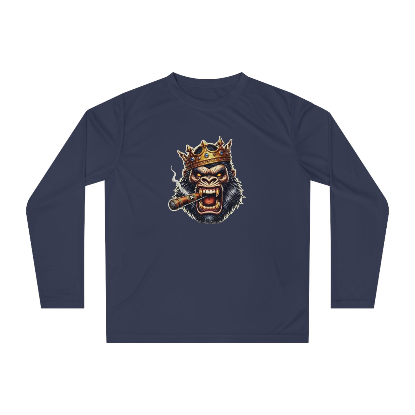 King Gorilla Performance Long Sleeve Shirt, Unisex Graphic Tee, Sporty Apparel, Gift for Him, Unique Workout Top