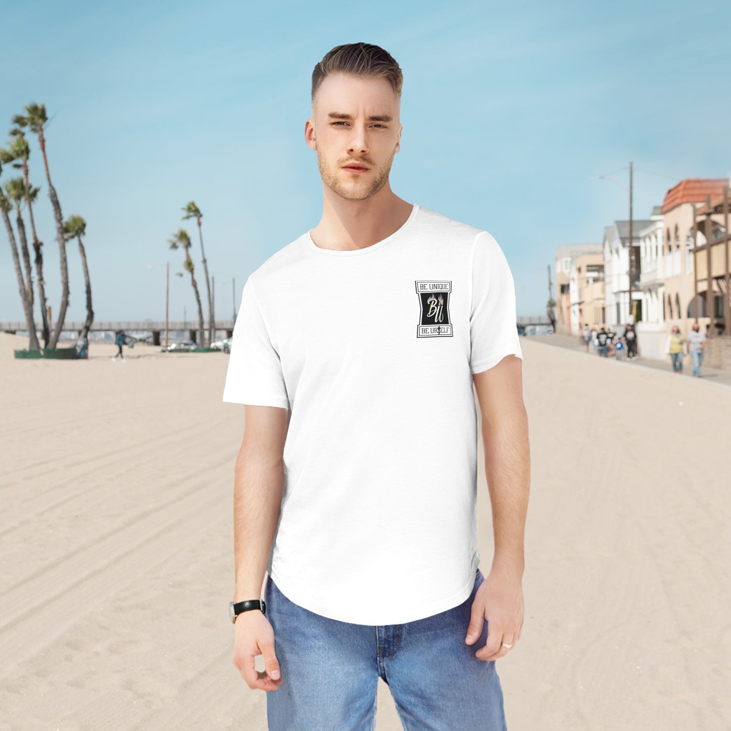 Stylish Men's Jersey Curved Hem Tee, Graphic Tee, Casual Wear, Hipster Fashion, Summer Shirt, Gift for Him