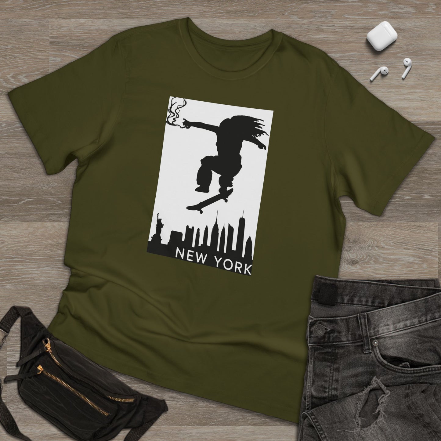 New York City Skater T-shirt, Urban Style Tee, Streetwear Shirt, Skateboarder Apparel, NYC Vibes Fashion