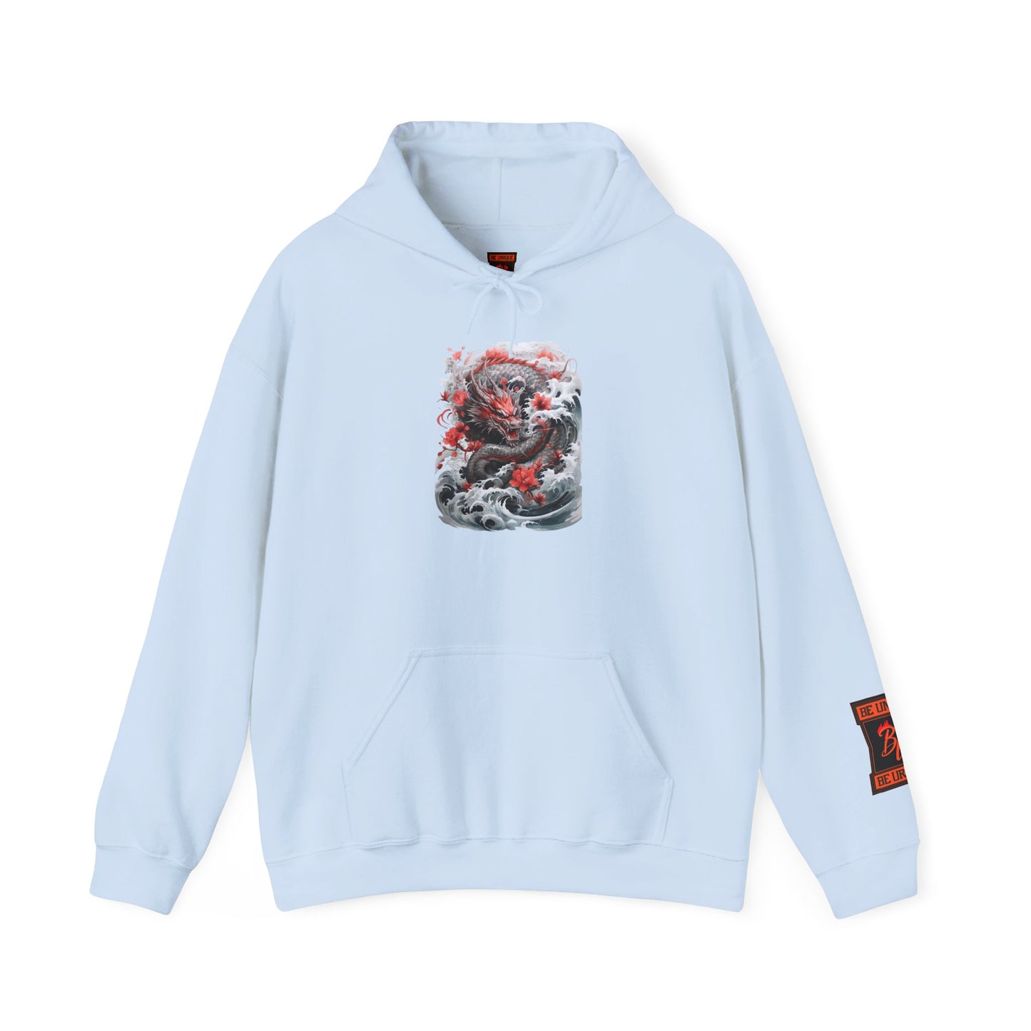 Dragon Wave Hoodie — Japanese Ink Koi Dragon Graphic Hooded Sweatshirt