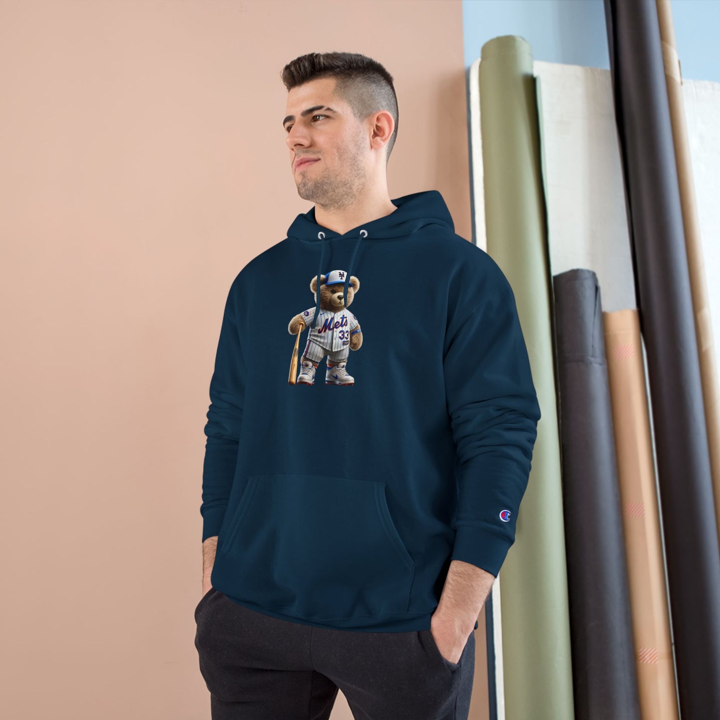 Cute Sports Bear Hoodie, Cozy Sweatshirt, Gift for Sports Fans, Casual Wear, Unisex Champion Hoodie, Birthday Present, Animal Lover Apparel