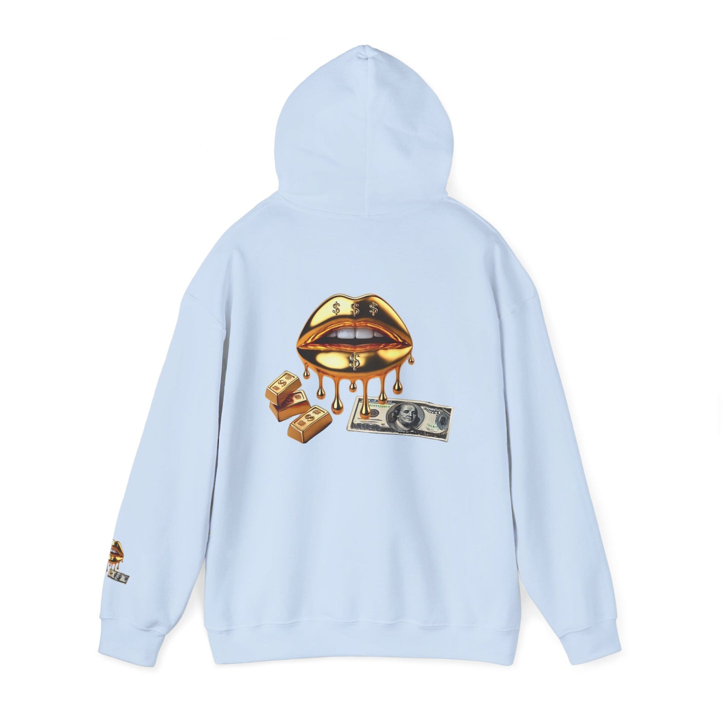 Hoodie — Golden Drip Lips & Money Graphic Pullover