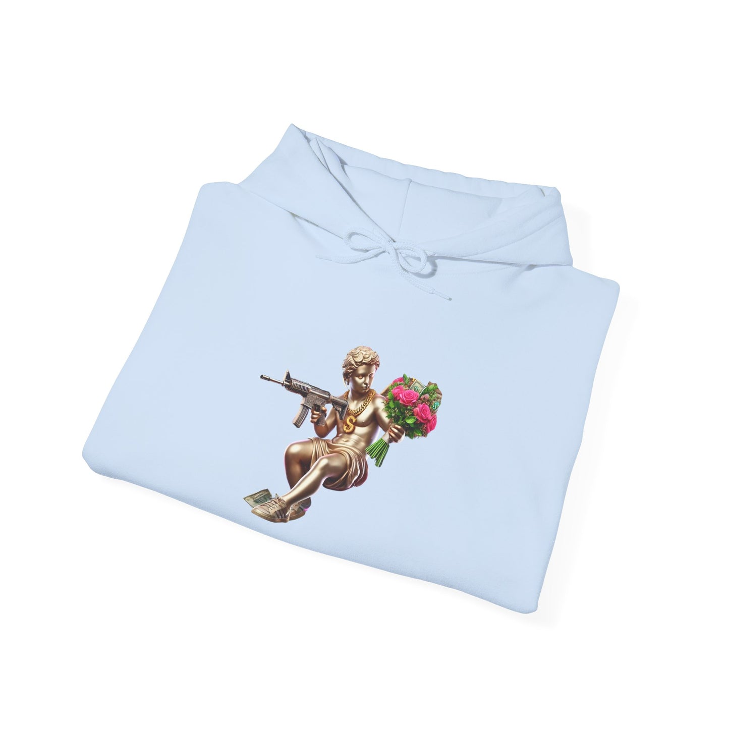 Hoodie — Cherub with Roses Design, 'Be True, Be Yourself' Inspirational Streetwear
