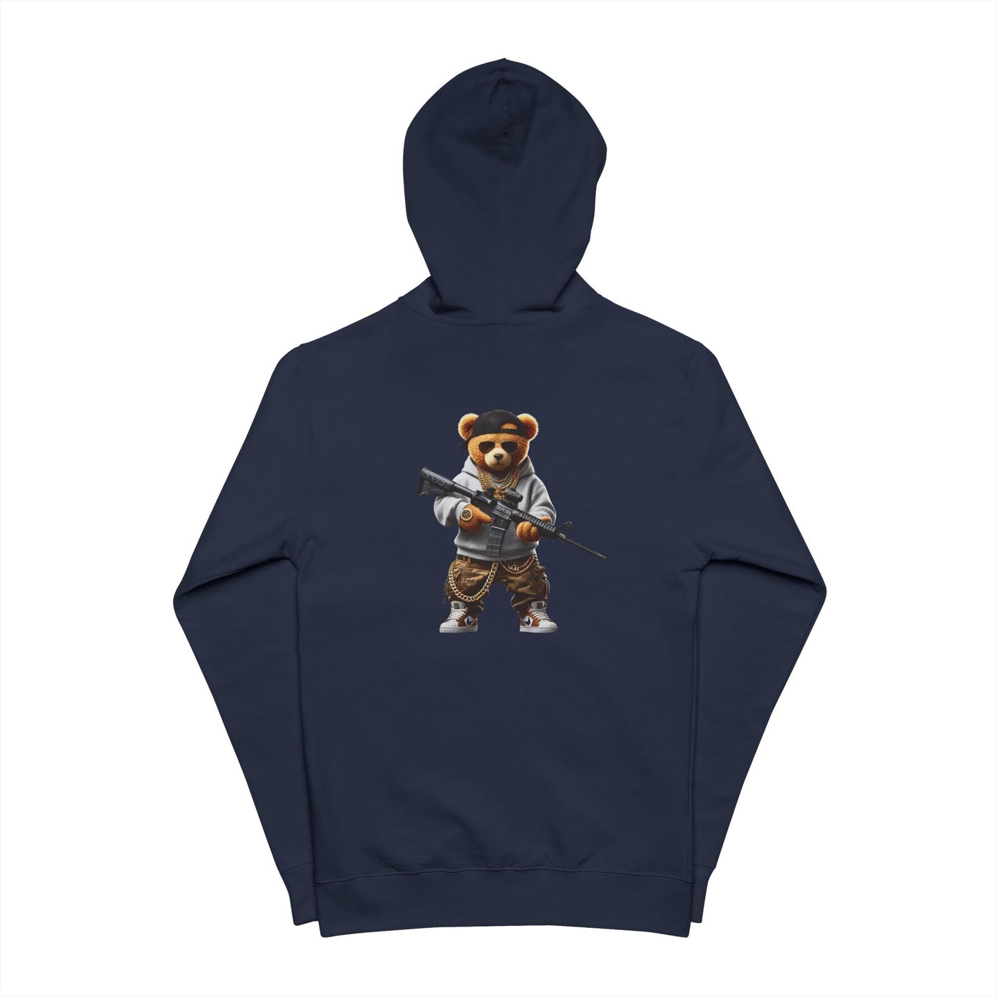 Trendy Unisex Fleece Zip Up Hoodie with Cool Bear Design, Casual Wear, Gift for Friends, Cozy Outfit, Streetwear Fashion
