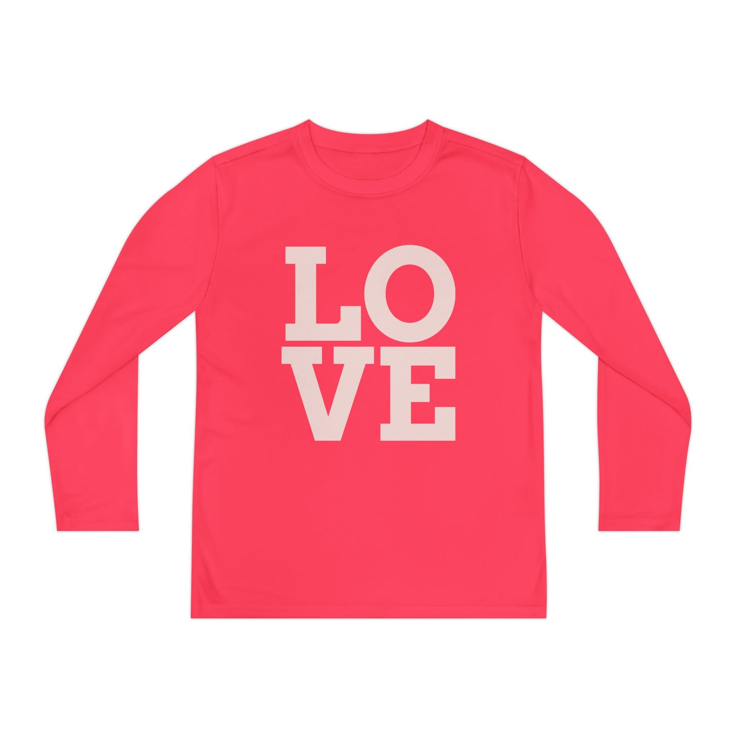 Youth Long Sleeve Love Competitor Tee | Cute Kids Shirt, Gift for Teens, Unique Style Tee, Birthday Present, Be Yourself Wear