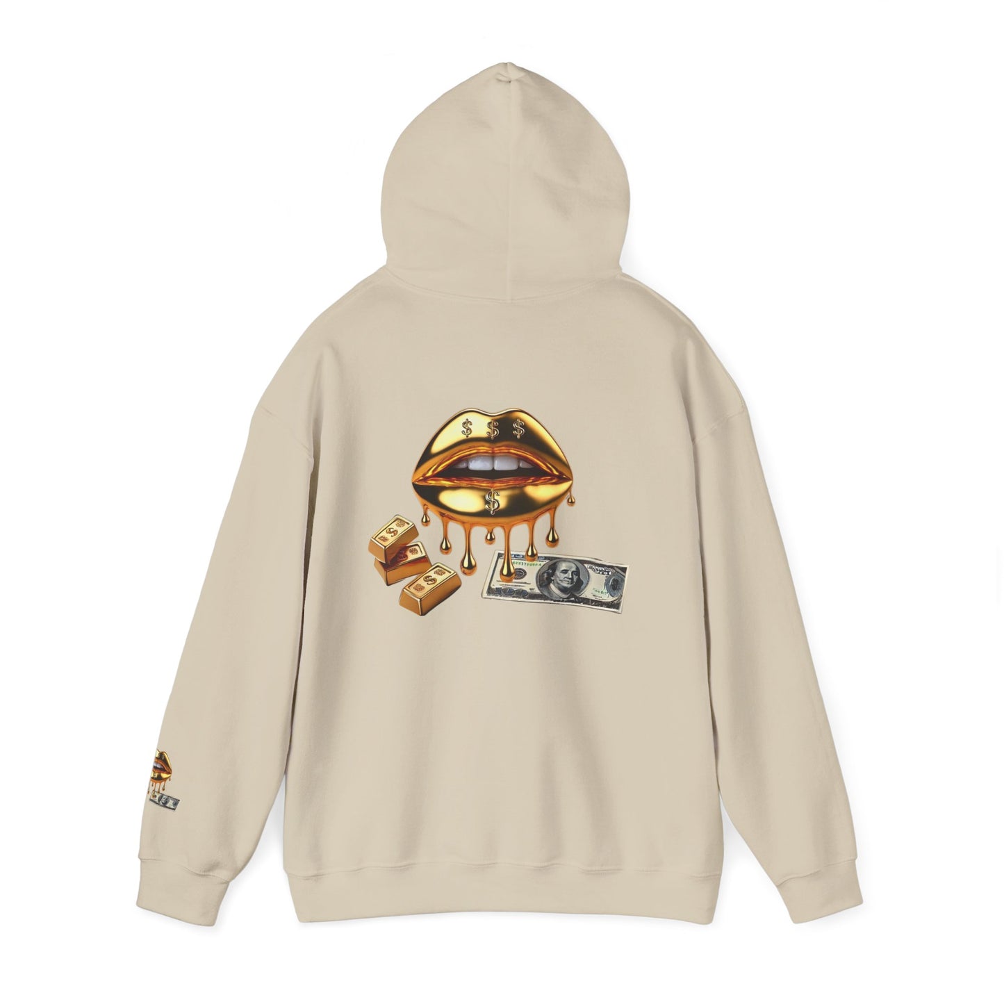 Hoodie — Golden Drip Lips & Money Graphic Pullover