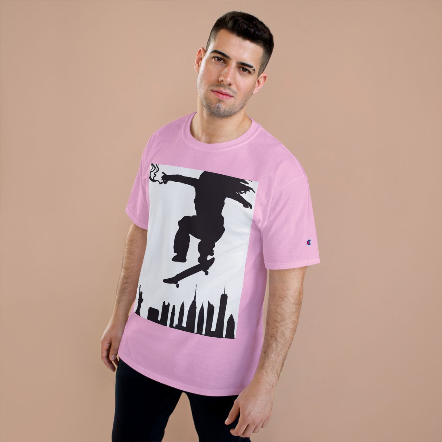Skateboarder Silhouette T-Shirt — Urban NYC Skyline Skate Tee