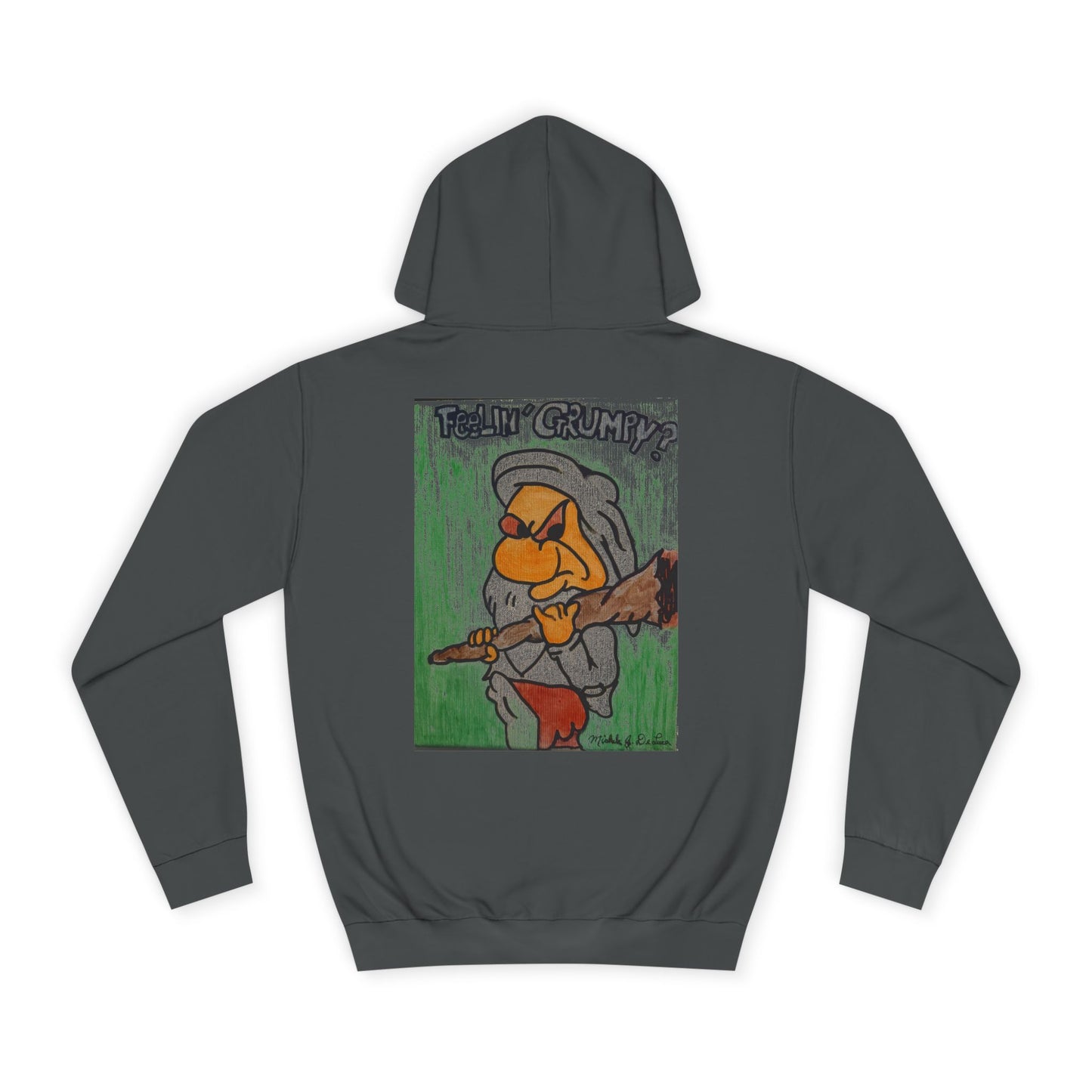 Grumpy Cartoon College Hoodie, Unisex Apparel for Students, Cozy Gift for School, Funny Pullover Sweatshirt, Hooded Sweatshirt