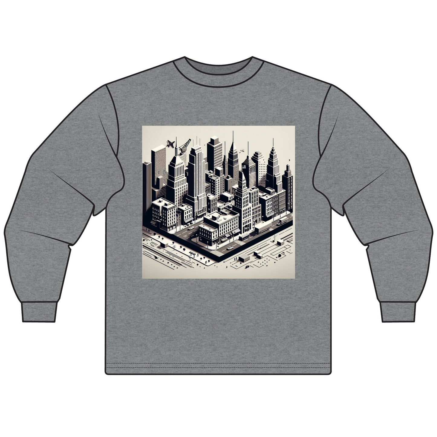 Urban Grit Unisex Long Sleeve T-Shirt, Graphic Tee for City Lovers, Unique Apparel, Gift for Him/Her, Stylish Streetwear