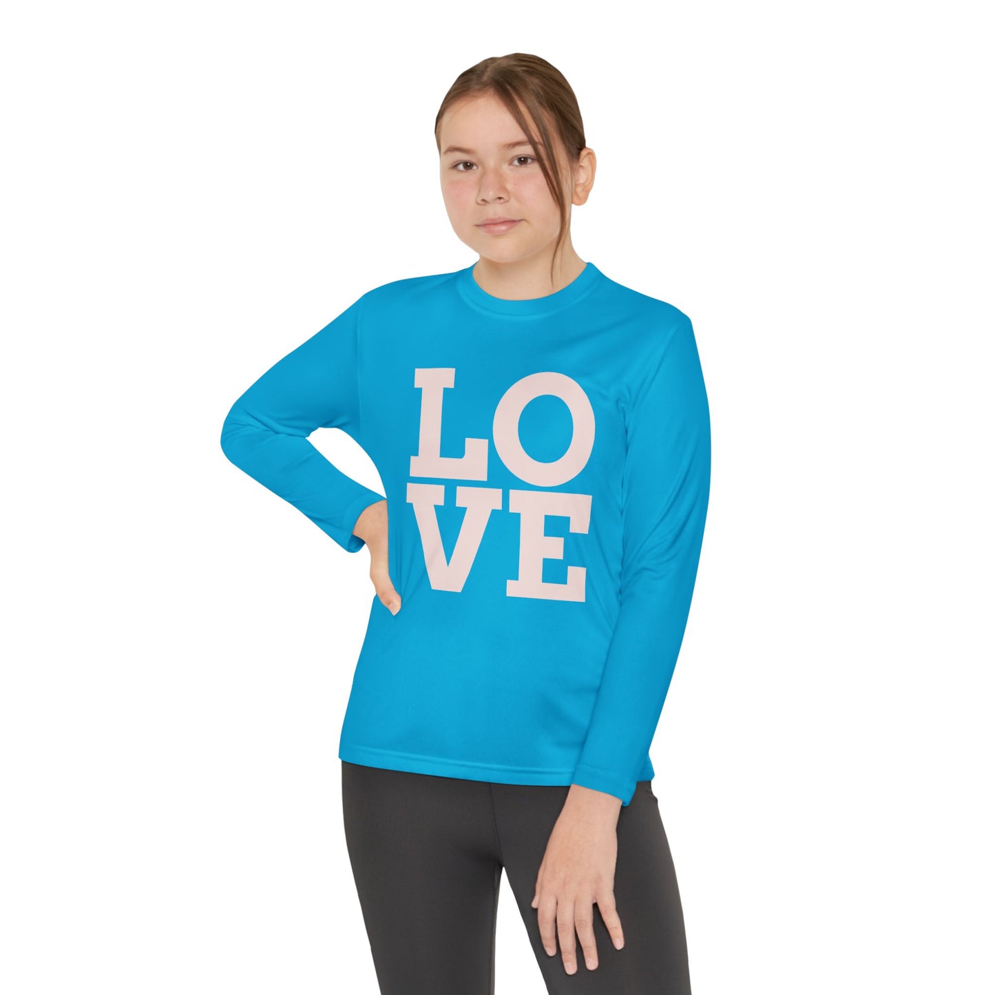 Youth Long Sleeve Love Competitor Tee | Cute Kids Shirt, Gift for Teens, Unique Style Tee, Birthday Present, Be Yourself Wear