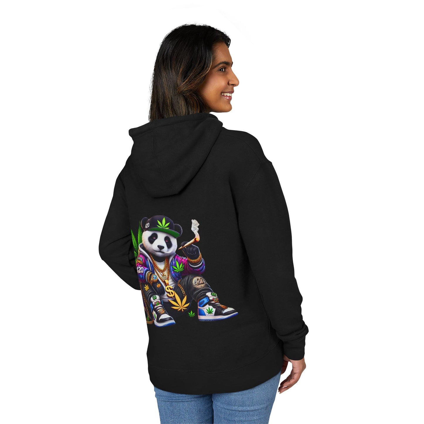 Panda 420 Streetwear Hoodie — Cannabis Leaf Graphic Pullover