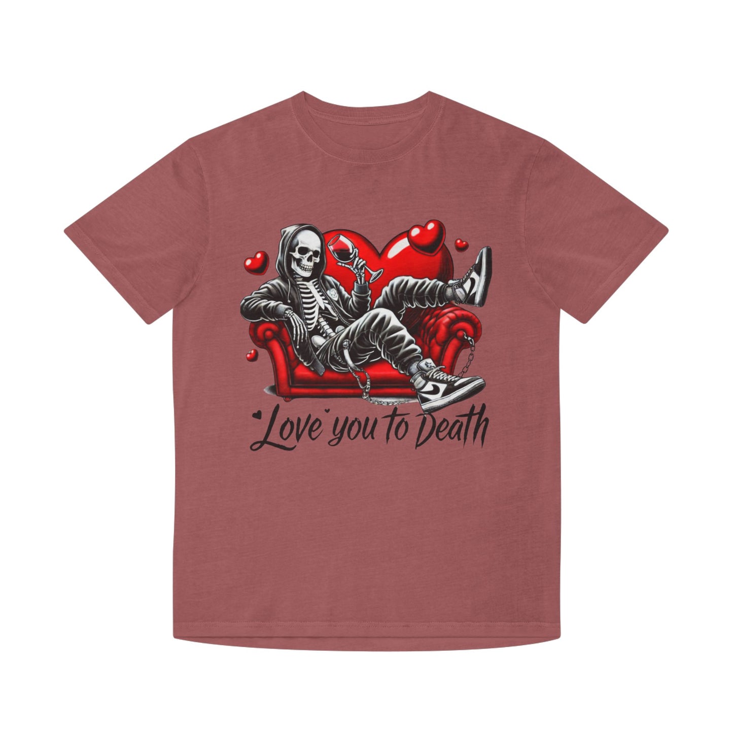 Unisex Faded Graphic Tee for Unique Souls - Love You to Death Design, Casual Wear, Gift for Halloween, Celebrations, Everyday Style