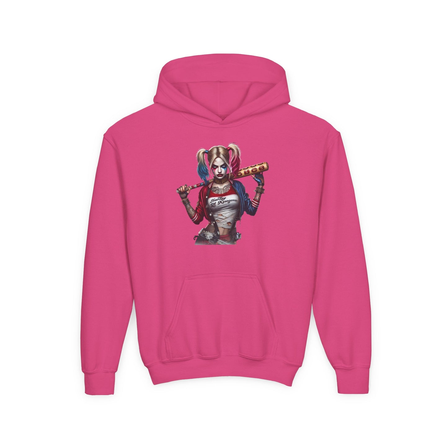 Harley Quinn Inspired Youth Hoodie, Be Unique Be Yourself Sweatshirt, Comic-Con Apparel, Kids Gift, Movie Fan Hoodie
