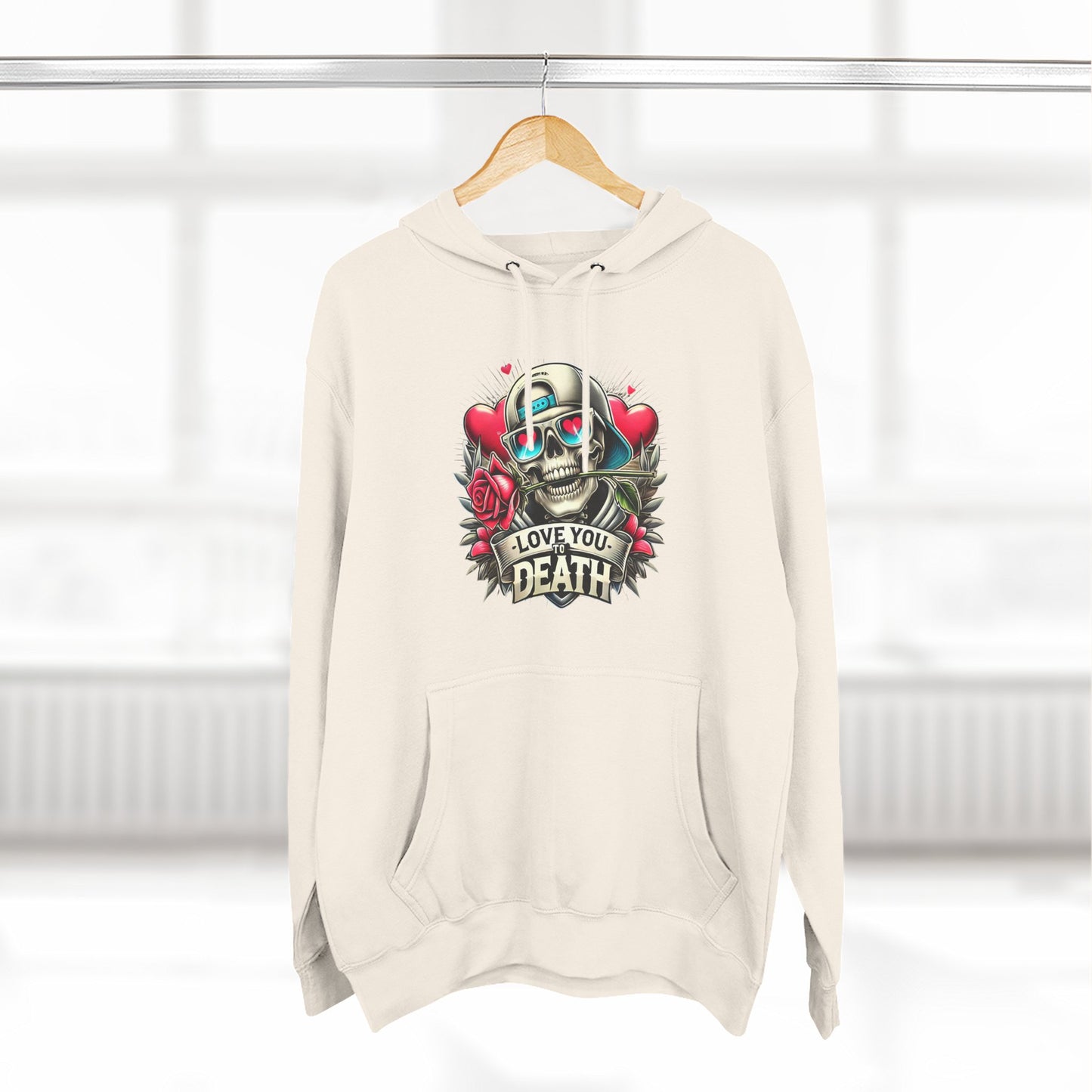 Gothic Love Death Hoodie - Three-Panel Fleece Sweatshirt