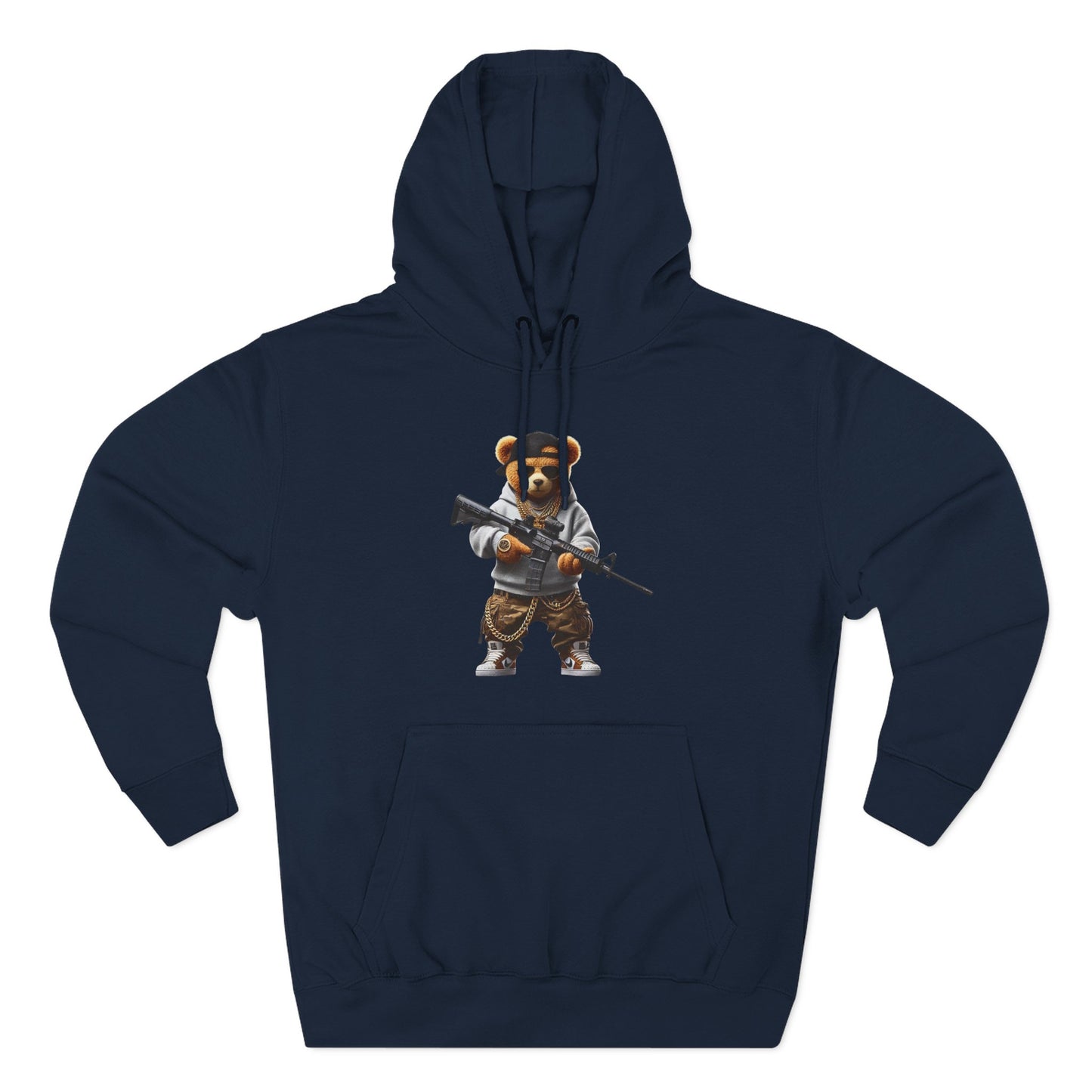 Be Unique Be Urself Hoodie — Cute Bear Soldier Graphic Fleece Pullover
