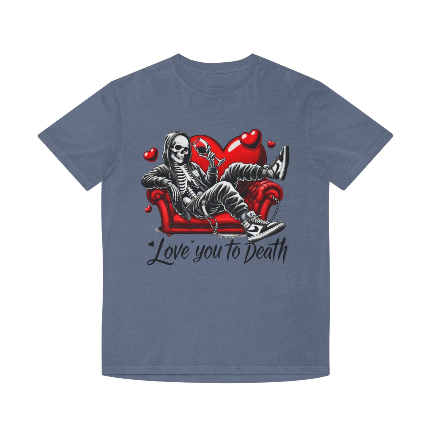Unisex Faded Graphic Tee for Unique Souls - Love You to Death Design, Casual Wear, Gift for Halloween, Celebrations, Everyday Style