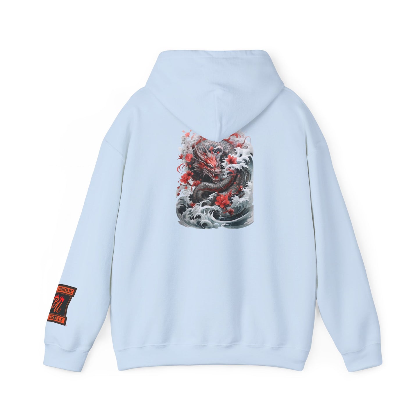 Dragon Wave Hoodie — Japanese Ink Koi Dragon Graphic Hooded Sweatshirt