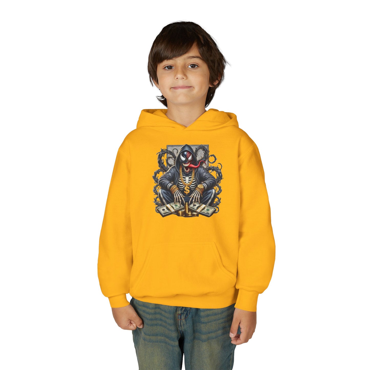 Youth Hoodie — Be Unique Be Urself Graphic Hoodie with Octopus Skull Design