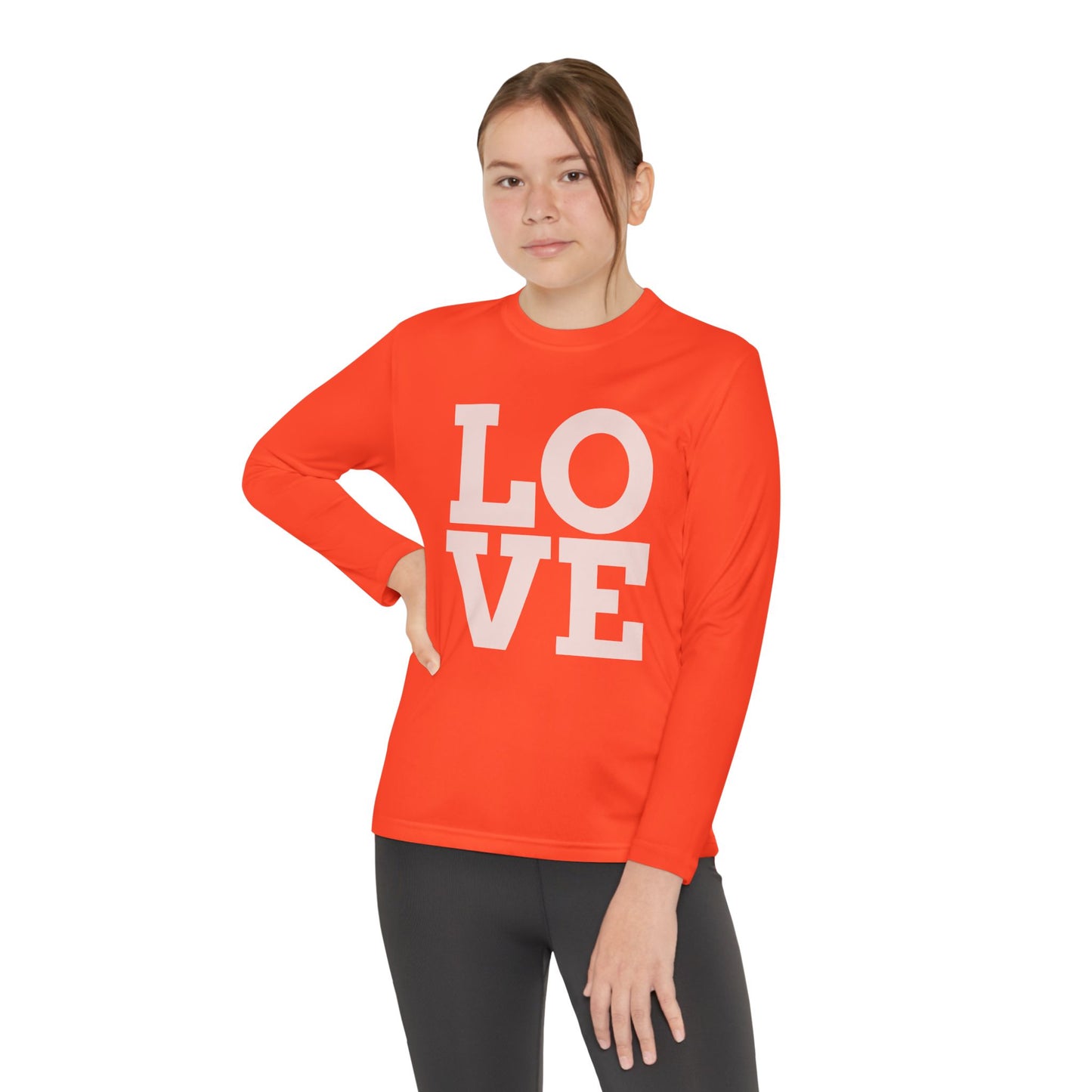 Youth Long Sleeve Love Competitor Tee | Cute Kids Shirt, Gift for Teens, Unique Style Tee, Birthday Present, Be Yourself Wear