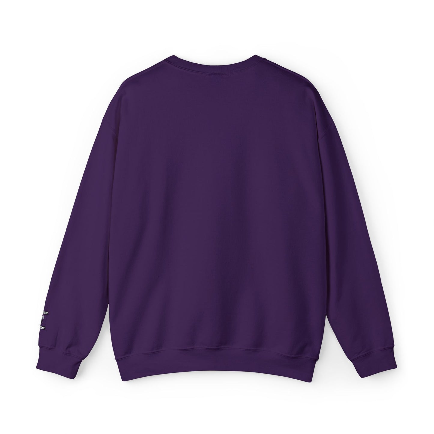 Minimalist White Crewneck Sweatshirt with Small Chest & Sleeve Graphic