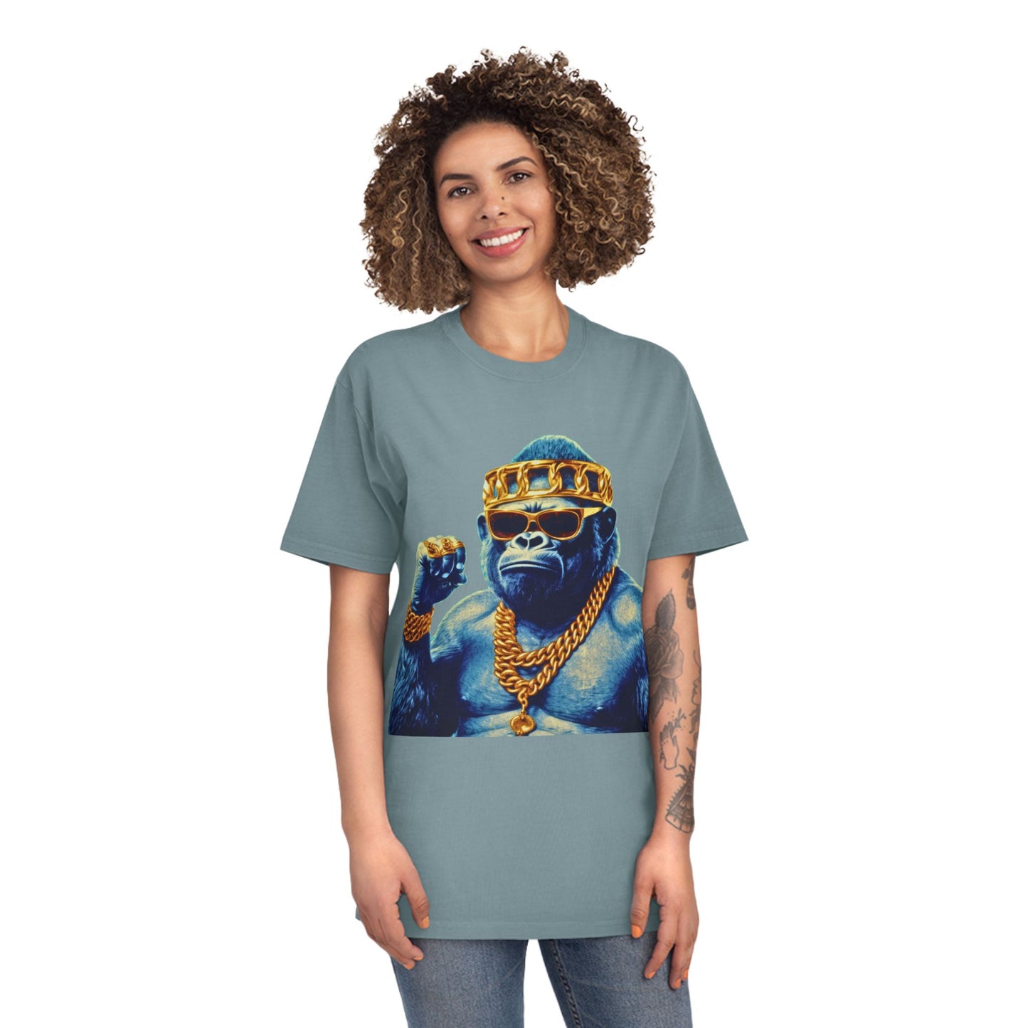 Cool Gorilla Graphic Tee, Casual Faded Shirt, Unisex Streetwear, Gift for Animal Lovers, Trendy Vintage Style