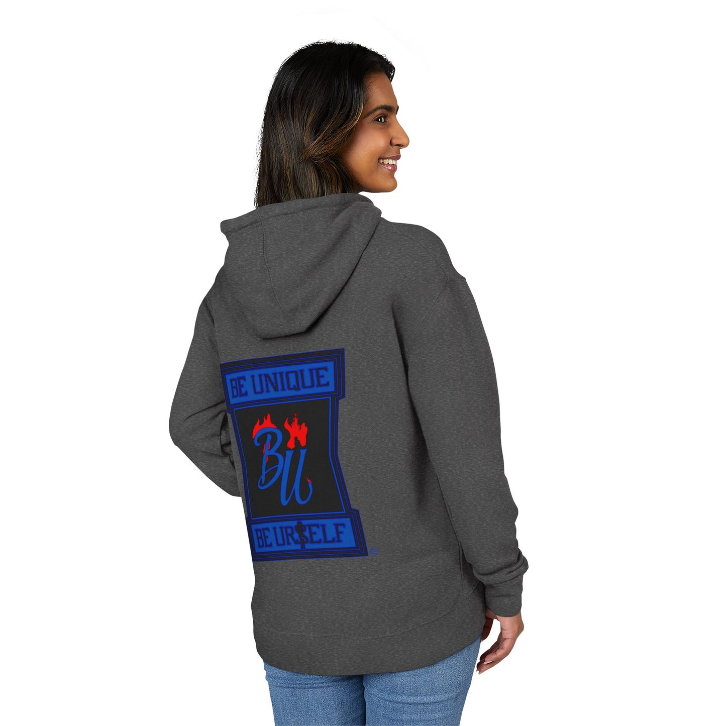 Hoodie — Be Unique Be Urself Blue Flame Graphic Hooded Sweatshirt