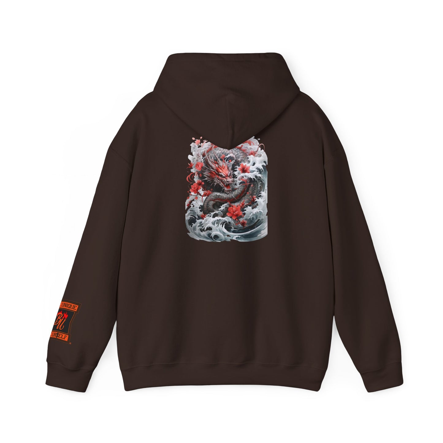 Dragon Wave Hoodie — Japanese Ink Koi Dragon Graphic Hooded Sweatshirt