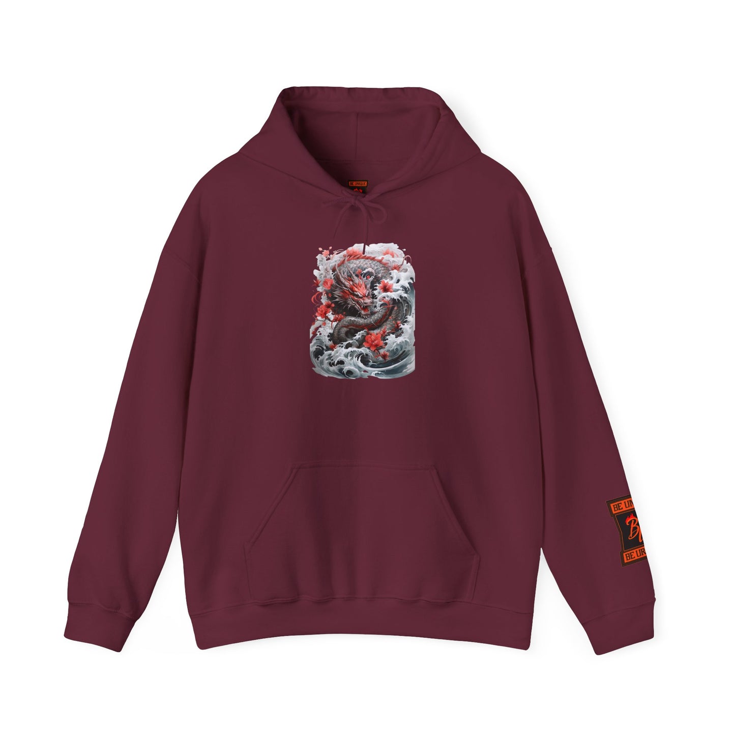 Dragon Wave Hoodie — Japanese Ink Koi Dragon Graphic Hooded Sweatshirt