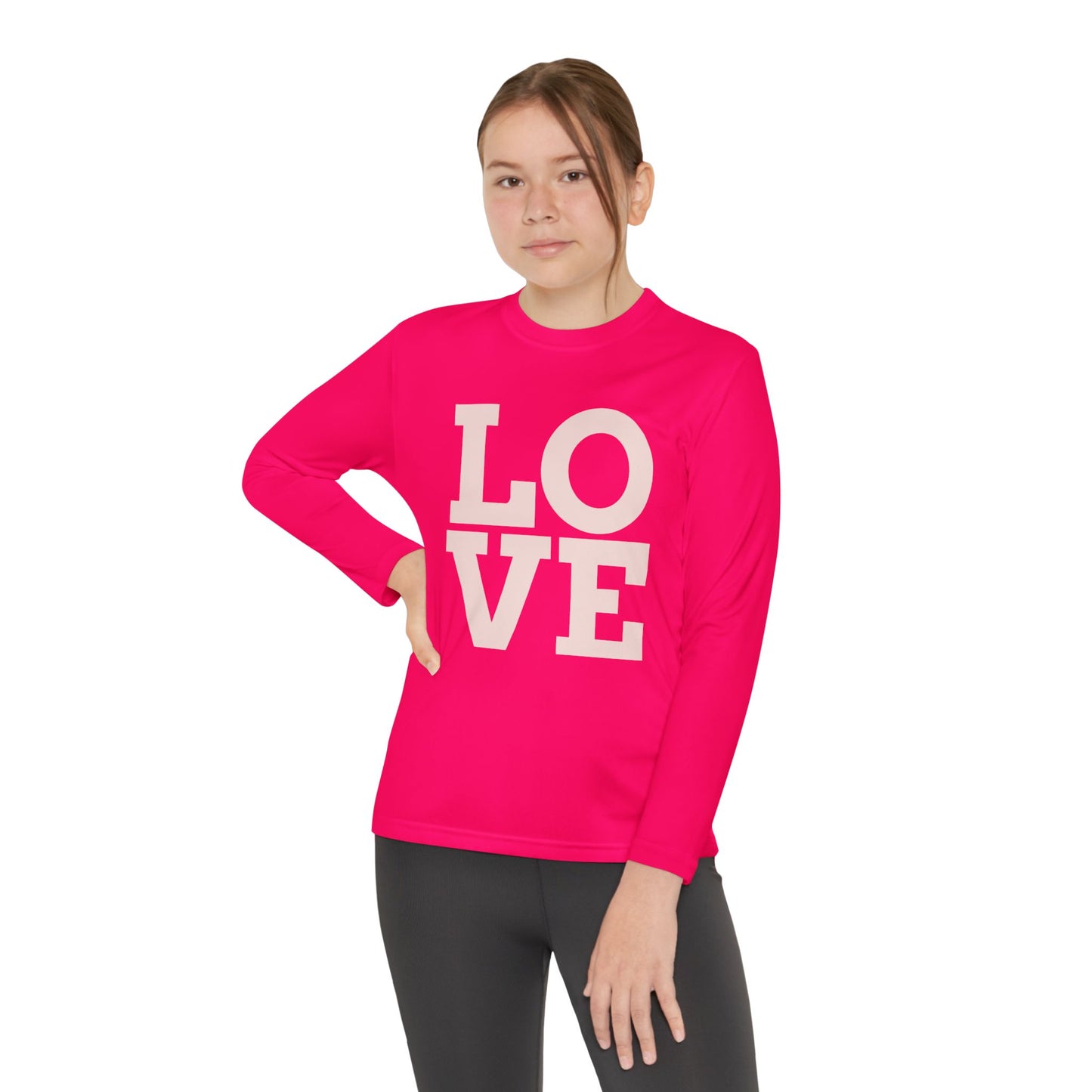 Youth Long Sleeve Love Competitor Tee | Cute Kids Shirt, Gift for Teens, Unique Style Tee, Birthday Present, Be Yourself Wear