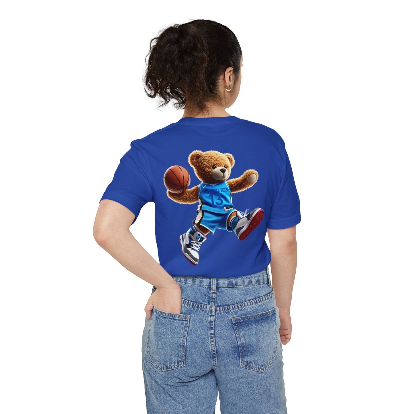 Fun Basketball Bear Pocket T-shirt, Casual Tee for Sports Lovers, Gifts for Him, Unisex Streetwear, Summer Essentials